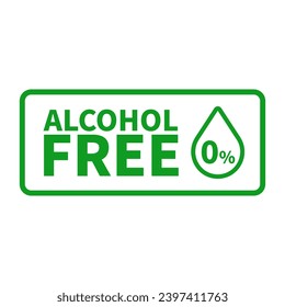 Alcohol Free Sign In Green Line Rectangle Shape For Label Product Warranty Guarantee Information Business Marketing
