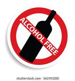 Alcohol free sign on white background.vector illustration