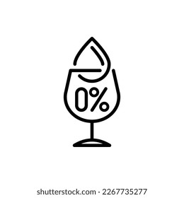 Alcohol free sign. Thin line icon for beauty product. Drinking glass with droplet. Modern vector illustration.