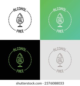 Señal libre de alcohol. Icono de línea delgada para el producto de belleza. Vidrio con gotita. Ilustración vectorial moderna.