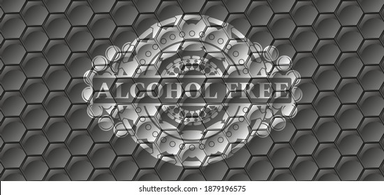 Alcohol Free text inside grey color shiny hexagon geometric style pattern realistic emblem. Trendy delicate background. Intense illustration. 