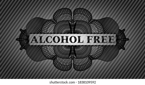 Alcohol Free text inside Linear carbon fiber realistic emblem. Polymer texture fashionable background. Vector illustration. 