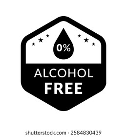 Alcohol Free Vector Flat Drink Label on White Background. Zero Alcohol Icon Symbol for Packaging and Web.