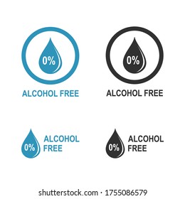 Alcohol free vector icon. Skin and body care cosmetic product medical alcohol free. Vector illustration.