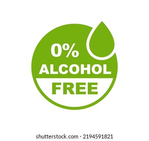 Alcohol free vector icon. Zero alcohol symbol. Alcohol no label. Non alcoholic logo.