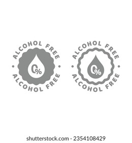 Alcohol free vector label. Zero alcohol icon.