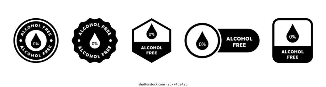 Alcohol Free - vector labels isolated on white. Signs for product bottle.