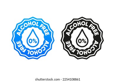 Alcohol Free vector stamp. Skin and body care cosmetic product medical alcohol. Medical alcohol free concept. Vector illustration.