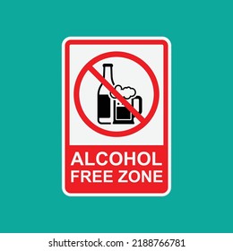 Alcohol free zone icon isolated on white background vector illustration.