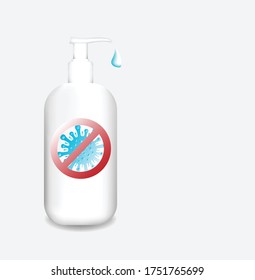 An alcohol gel bottle for cleaning or preventing covid 19 on a white background.vector
