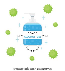 Alkoholgel-Charakter und Virus. Vektorillustration von Alkoholgel.Handwaschen der Gel-Vektorillustration. 