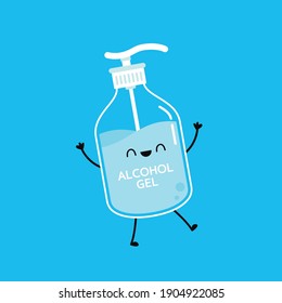 Alkoholgel-Charakter und Virus. Alkoholgelvektor. Hand waschen Gel Vektor. 