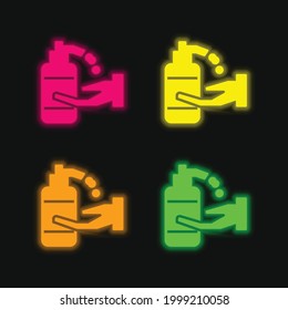 Alcohol Gel four color glowing neon vector icon