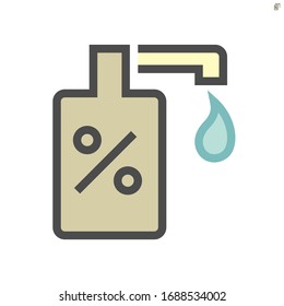 Alcohol gel and hand wash vector icon design, 64x64 pixel perfect and editable stroke.