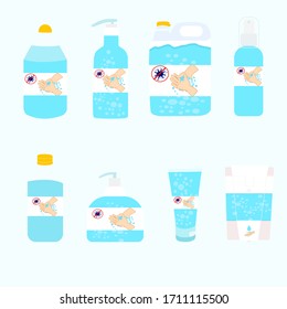 Alcohol gel. Hand wash gel vector. Hand wash gel symbol.