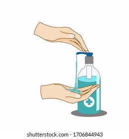 Alcohol gel pump bottle for cleaning.