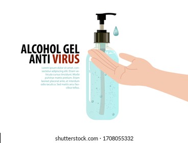Alcohol gel with realistic design in flat style to protect disease