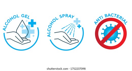 alcohol gel ,alcohol spray, anti bacterial icon vector