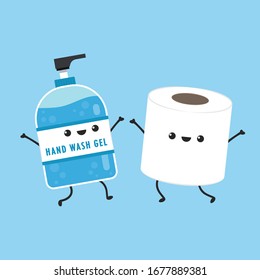 Alcohol gel and Tissue character design. Tissue vector.