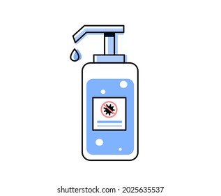 Alcohol gel vector. Hand wash gel sanitize and prevent corona and disease on a white background. Vector and illustration.