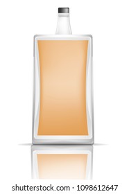 Alcohol glass bottle mockup. Realistic illustration of alcohol glass bottle vector mockup for web design isolated on white background