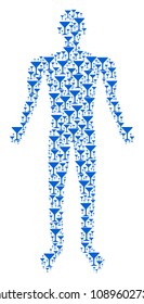Alcohol glass man representation. Vector alcohol glass icons are formed into human mosaic.
