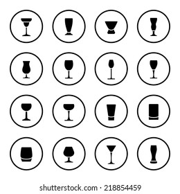 Alcohol glasses icon set