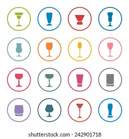 Alcohol Glasses Icon Set