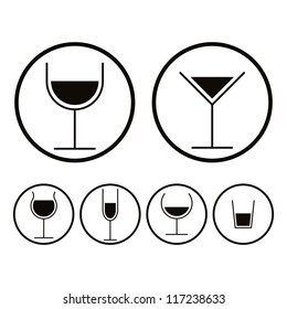 Iconos de gafas de alcohol conjunto, vector.