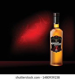 Alcohol Gold Rum Packaging Design and Template background for Alcoholic 
 Beverages Products. 