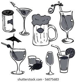 alcohol grass set (hand drawing)