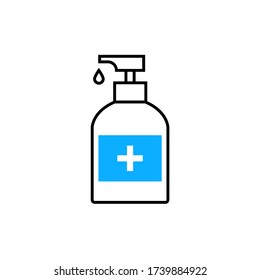 Alcohol hand disinfection soap icon. Coronavirus hand gel disinfect bottle alcohol sanitizer