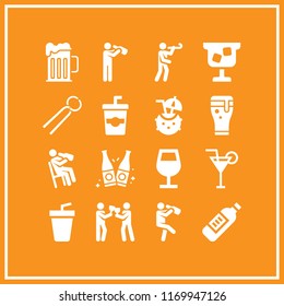alcohol icon. 16 alcohol vector set. wine bottle, forceps, bottles and wine glass icons for web and design about alcohol theme