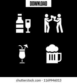 alcohol icon. 4 alcohol vector set. beer, cocktail, wine and drinking icons for web and design about alcohol theme
