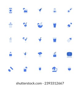 Alcohol Icon Collection. Pixel Perfect Beverage Monochrome Style 2D Icon