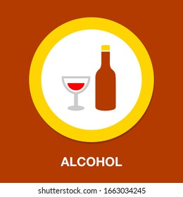 Alcohol Icon. Drink Symbol. Bottle With Glass