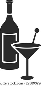 Alcohol icon, drinking icon black vector