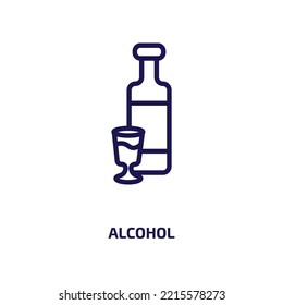 alcohol icon from drinks collection. Thin linear alcohol, bottle, beer outline icon isolated on white background. Line vector alcohol sign, symbol for web and mobile
