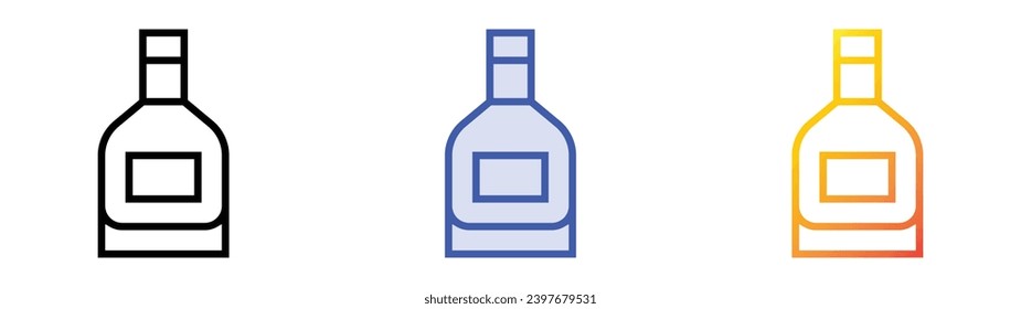 icono del alcohol. Diseño lineal, azul de relleno y degradado de estilo aislado en fondo blanco
