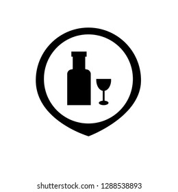 alcohol icon and map pin. logo concept. Designed for your web site design, logo, app, UI