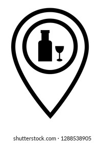 alcohol icon and map pin. logo concept. Designed for your web site design, logo, app, UI