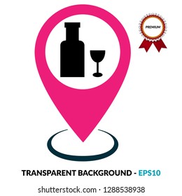 alcohol icon and map pin. logo concept. Designed for your web site design, logo, app, UI
