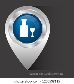 alcohol icon and map pin. logo concept. Designed for your web site design, logo, app, UI