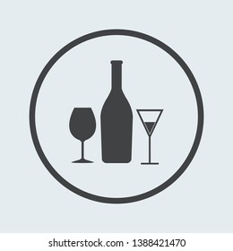 Alcohol icon silver in circle . Vector illustration