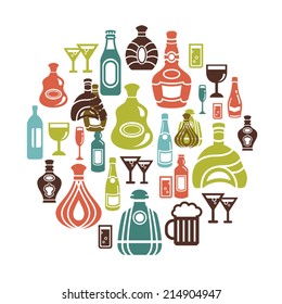 Alcohol Icons in Circle Shape