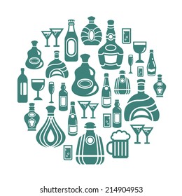 Alcohol Icons in Circle Shape