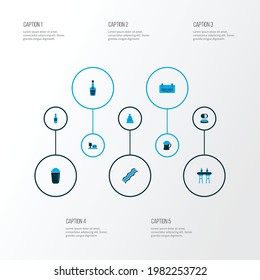 Alcohol icons colored set with cognac, draught, bottle opener and other glass of beer elements. Isolated vector illustration alcohol icons.