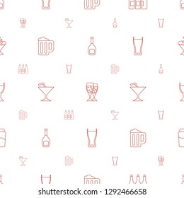 alcohol icons pattern seamless white background. Included editable line bottle, glasses clink, beer mug, Cocktail, drink, wine glass, cocktail icons. alcohol icons for web and mobile.