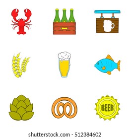 Alcohol icons set. Cartoon illustration of 9 alcohol vector icons for web