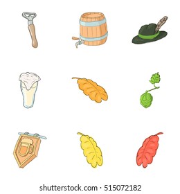 Alcohol icons set. Cartoon illustration of 9 alcohol vector icons for web